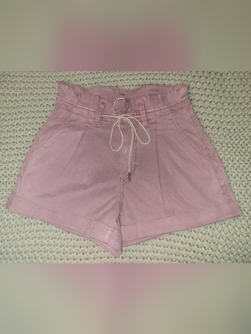 PAIGE Dusty Rose High-Waist Tie-Front Shorts